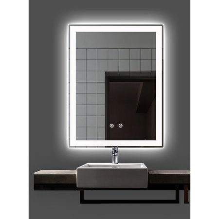 KETCHAM 36" "H x 30" "W, Polished Edge Mirror with Frosted Glass Inset, LED Mirror RAD-3036P